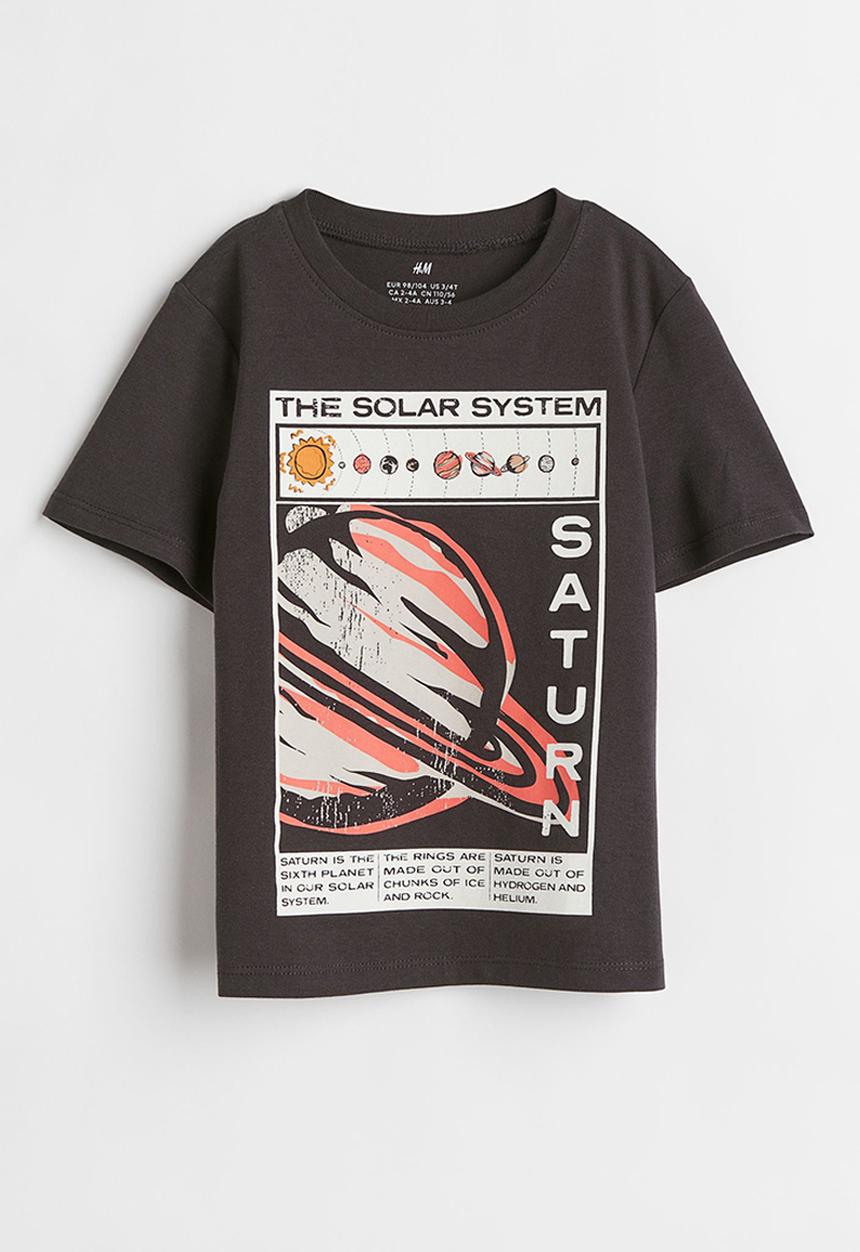 H&M - Cotton T-shirt - dark grey/saturn