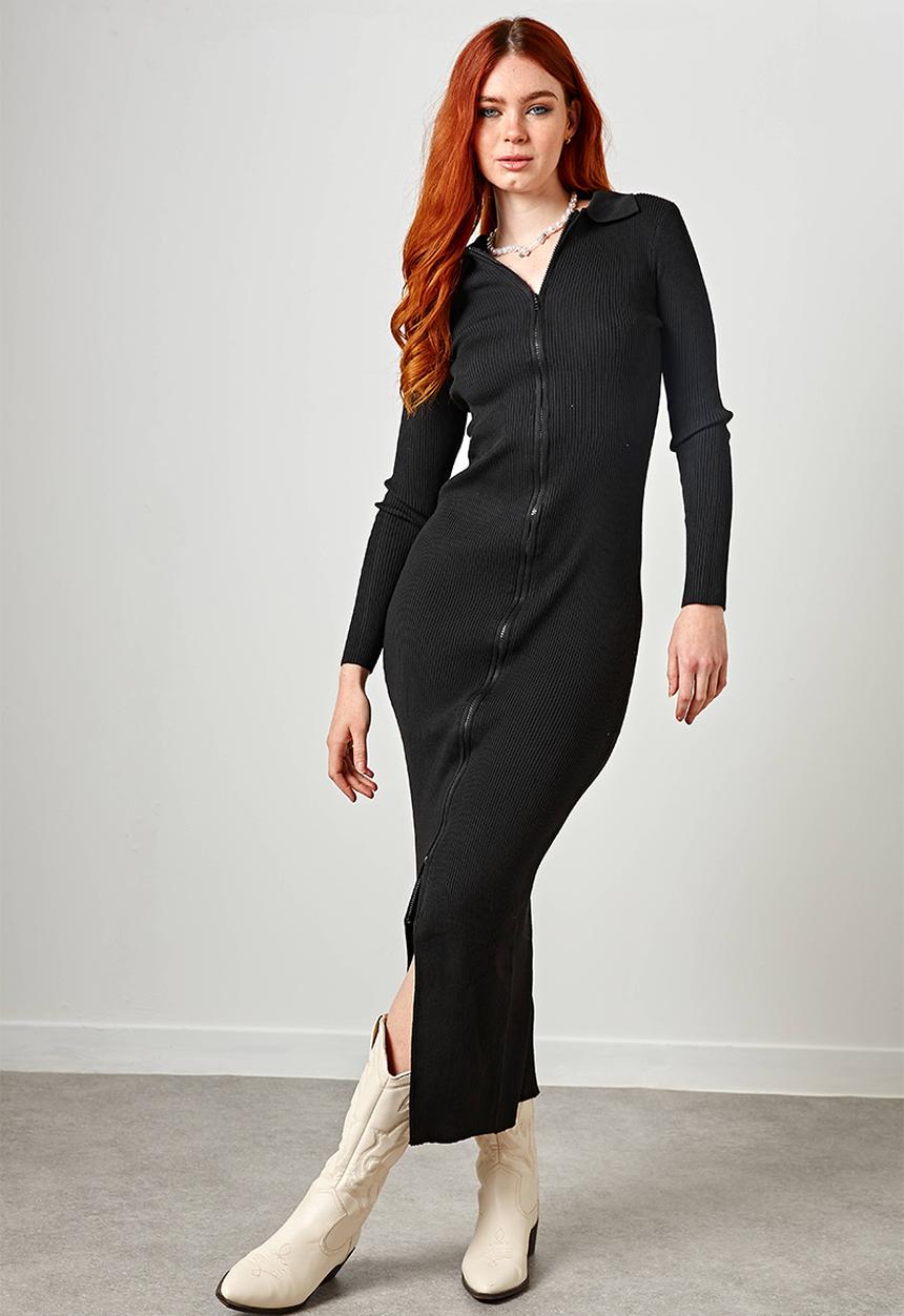 Daisy Street - Zip up maxi cardigan - black