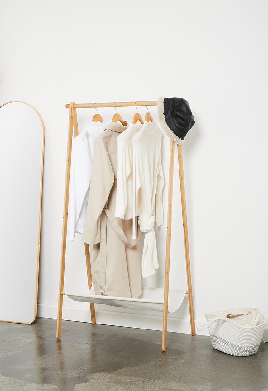 H&S - Bamboo clothing rail - natural & white
