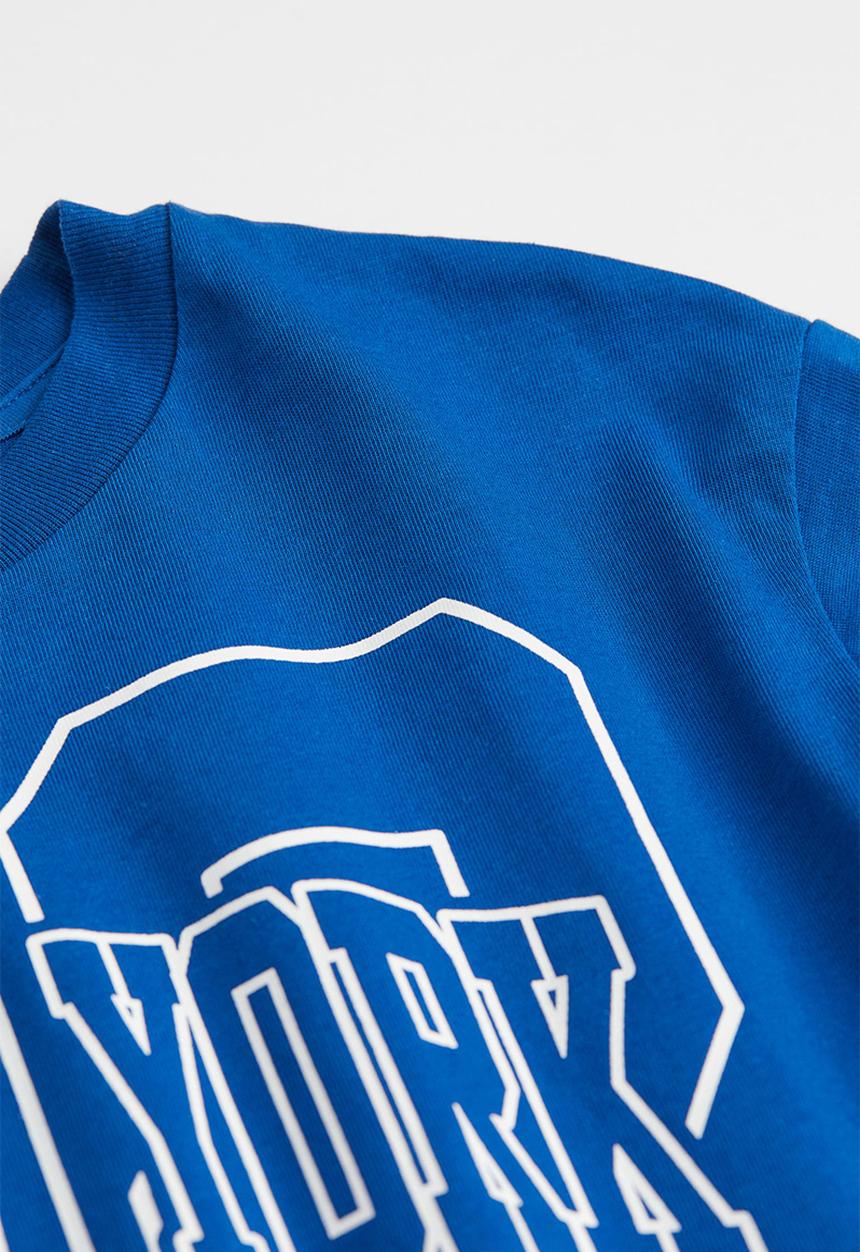 H&M - Cotton oversized T-shirt - bright blue/new york