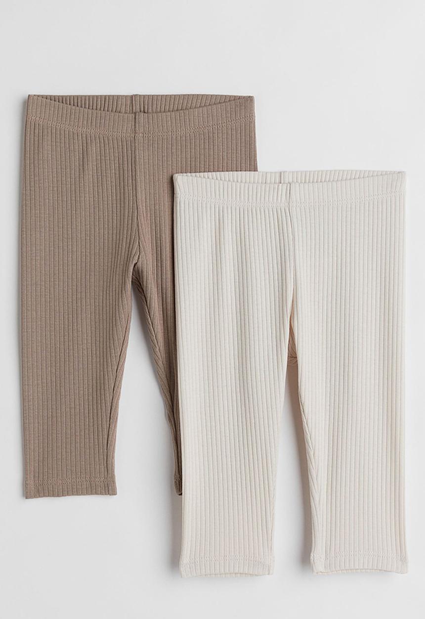 H&M - 2 Pack leggings - greige & cream