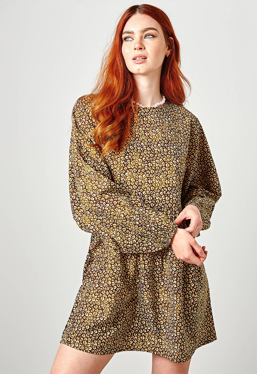Daisy Street - Alexis grungy smock dress - neutral