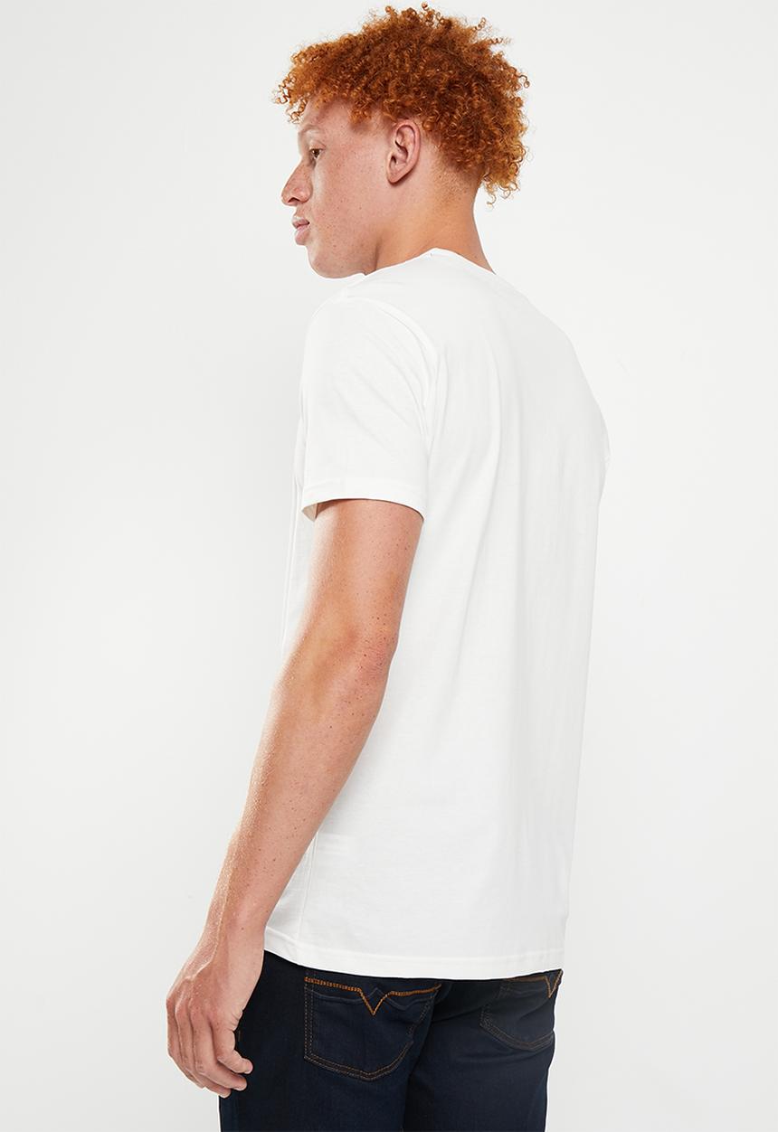 POLO - Men embossed block tee - white