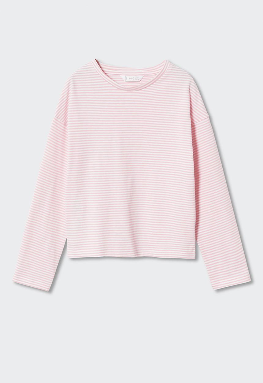 MANGO - T-shirt  stripes - pink