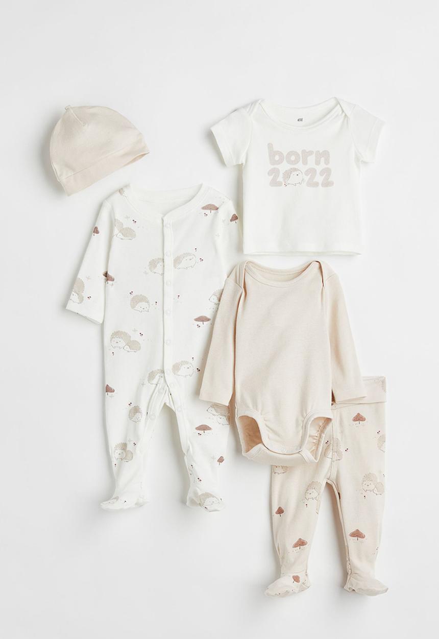 H&M - 5 Piece gift set - white/hedgehogs