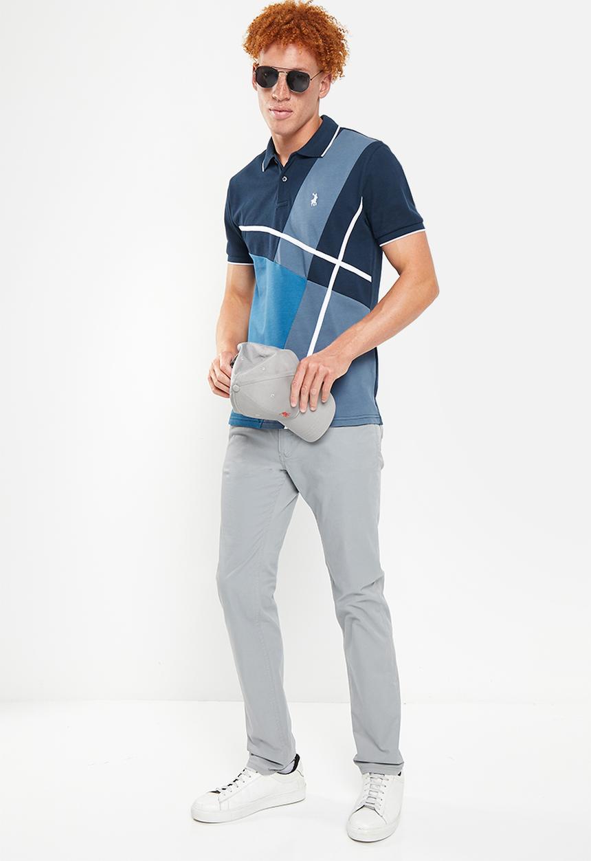 POLO - Men colourblock short sleeve pique golfer - navy