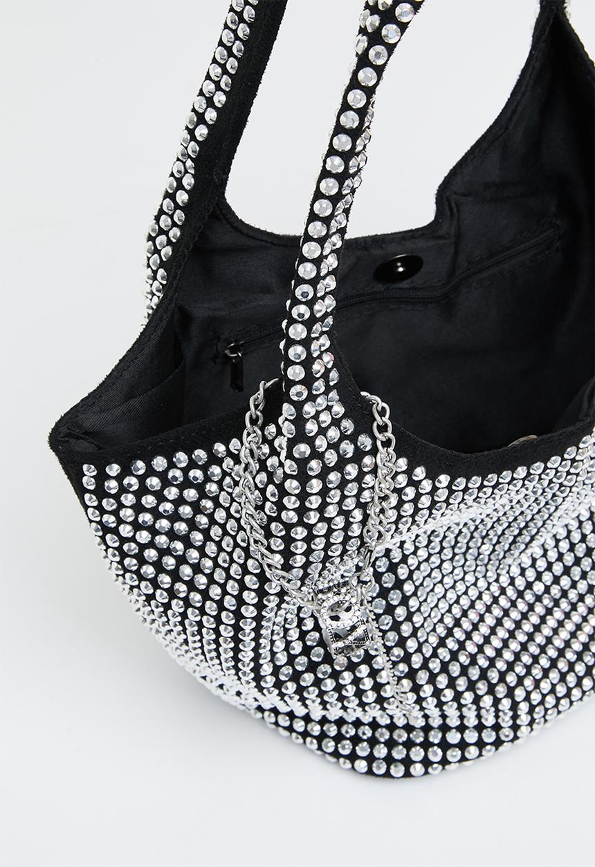 SISSY BOY - Crystal twist: bling shoulder bag - black