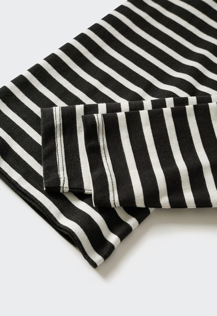 MANGO - T-shirt  stripes - black