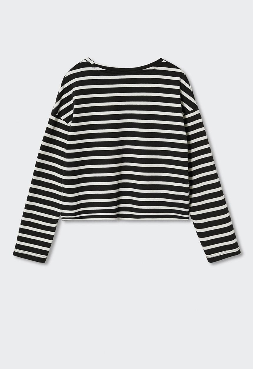 MANGO - T-shirt  stripes - black