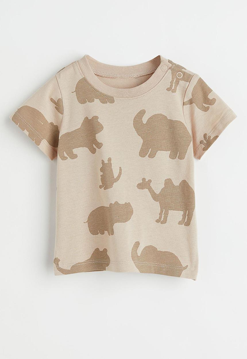 H&M - Printed T-shirt - light beige/animals