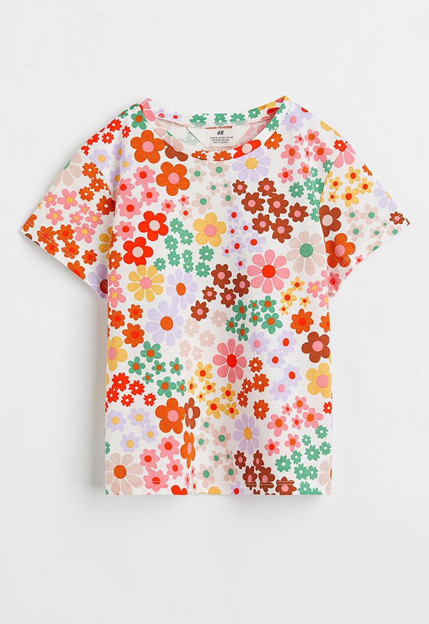 H&M - Printed T-shirt - natural white/floral
