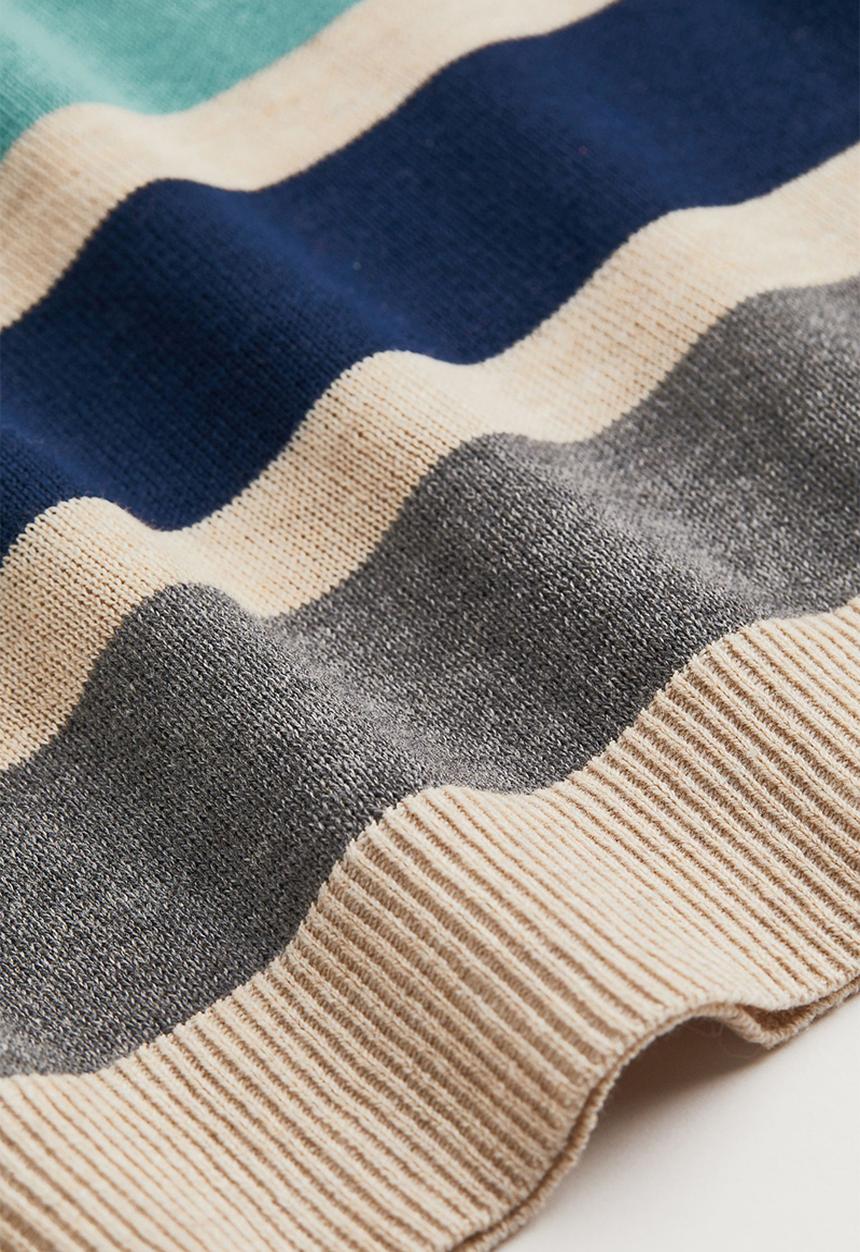 H&M - Jacquard-knit cotton jumper - light beige/striped