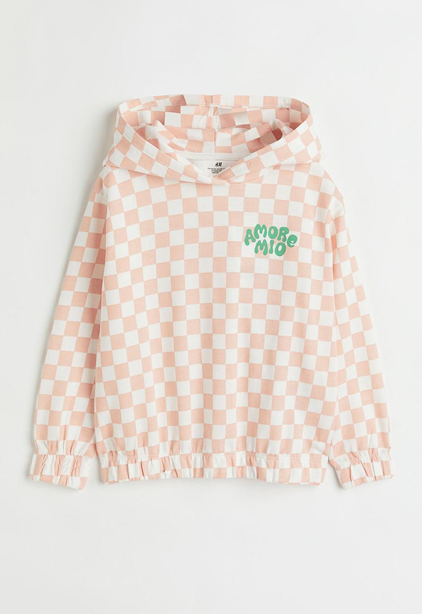 H&M - Printed hoodie - light orange/amore mio
