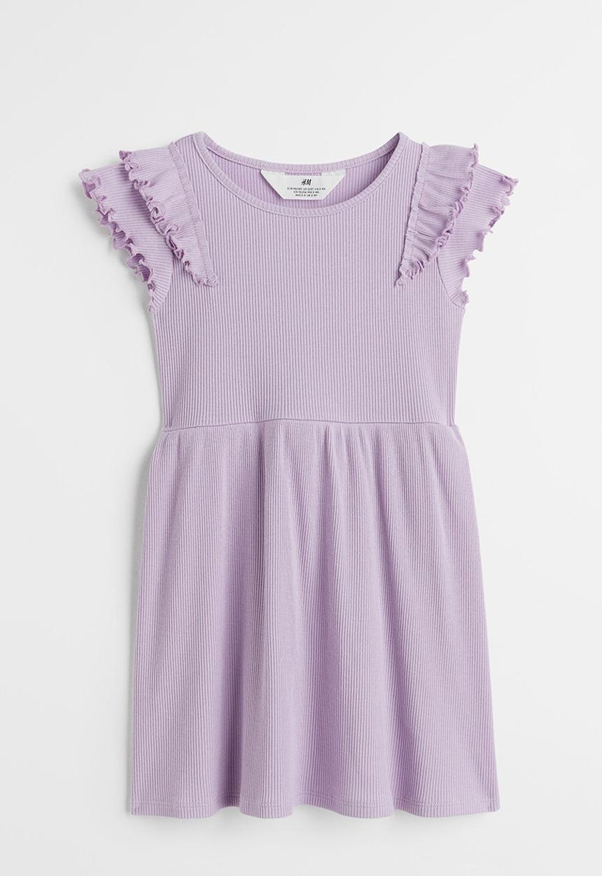H&M - Flutter-sleeved cotton dress - light purple