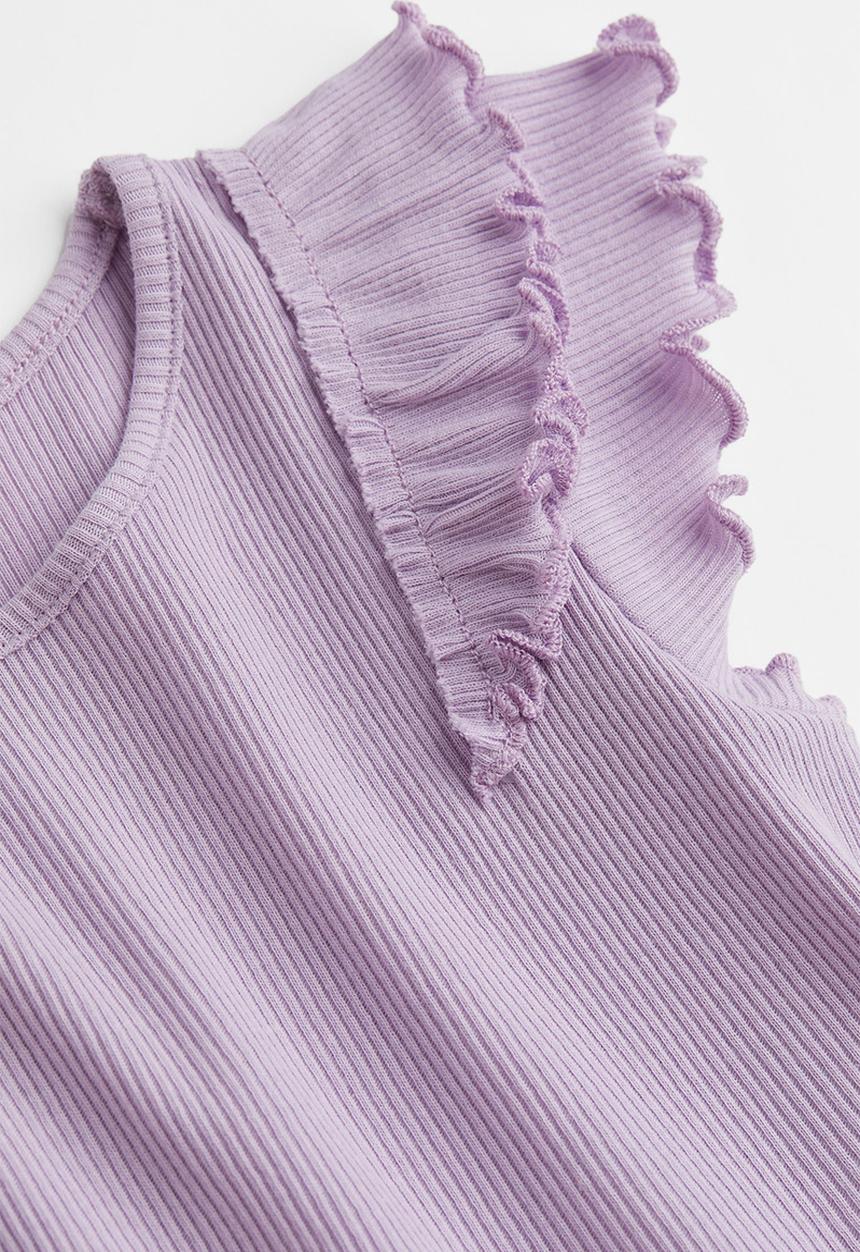 H&M - Flutter-sleeved cotton dress - light purple