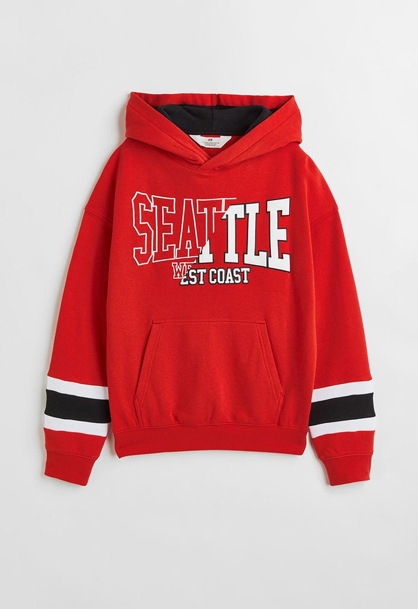 H&M - Printed hoodie - red/seattle