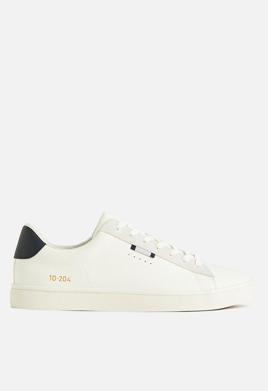 H&M - Imitation leather trainers - white & dark blue
