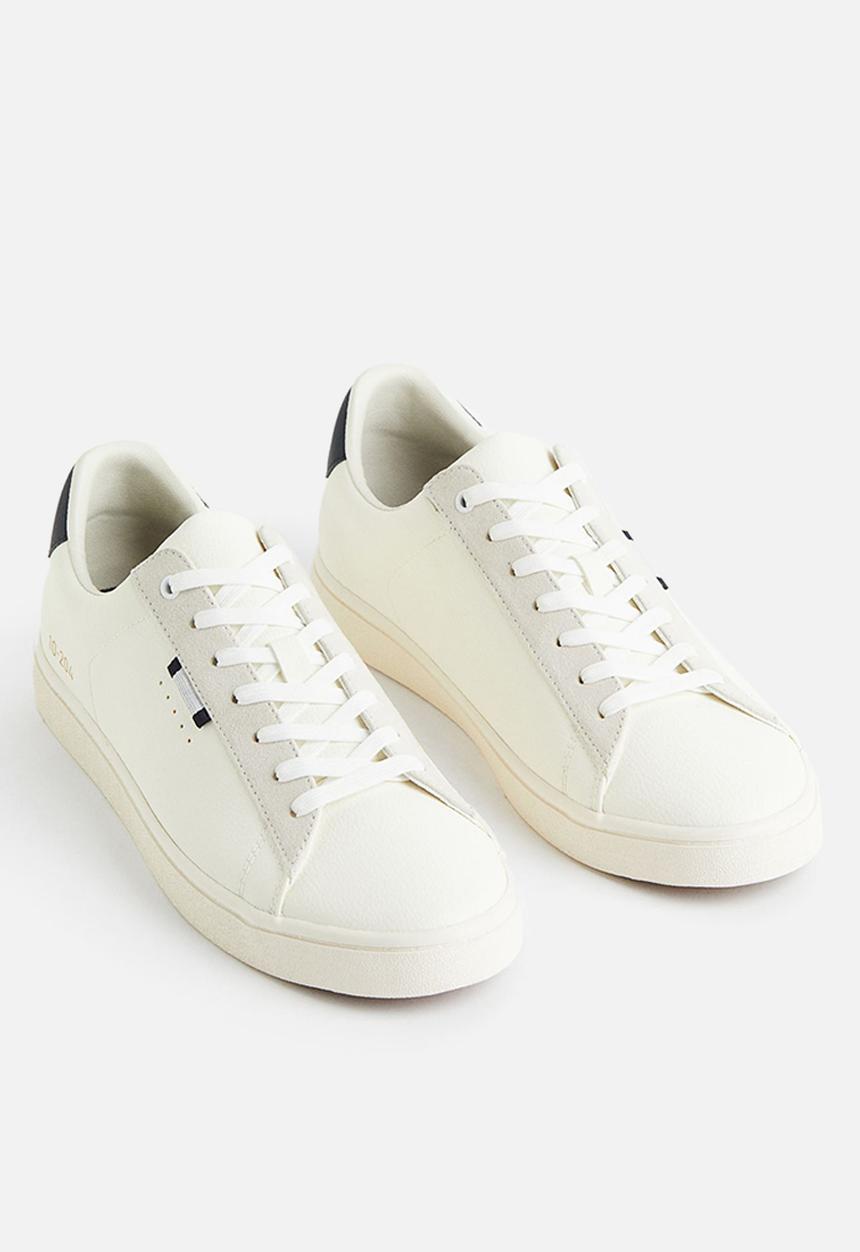 H&M - Imitation leather trainers - white & dark blue
