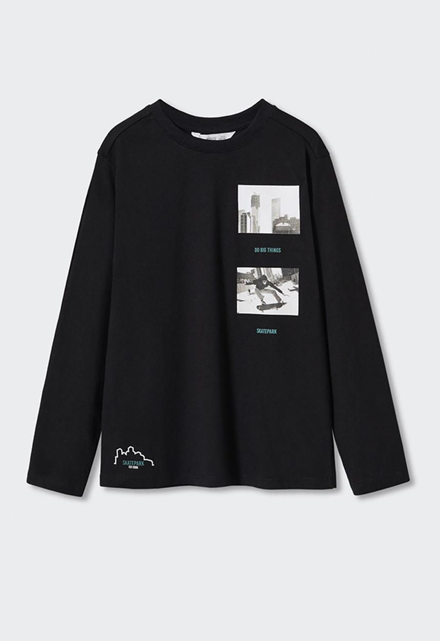MANGO - T-shirt- urbanpic - black