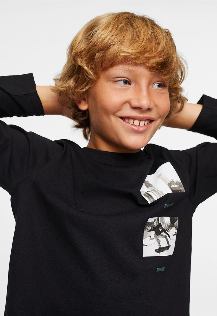 MANGO - T-shirt- urbanpic - black