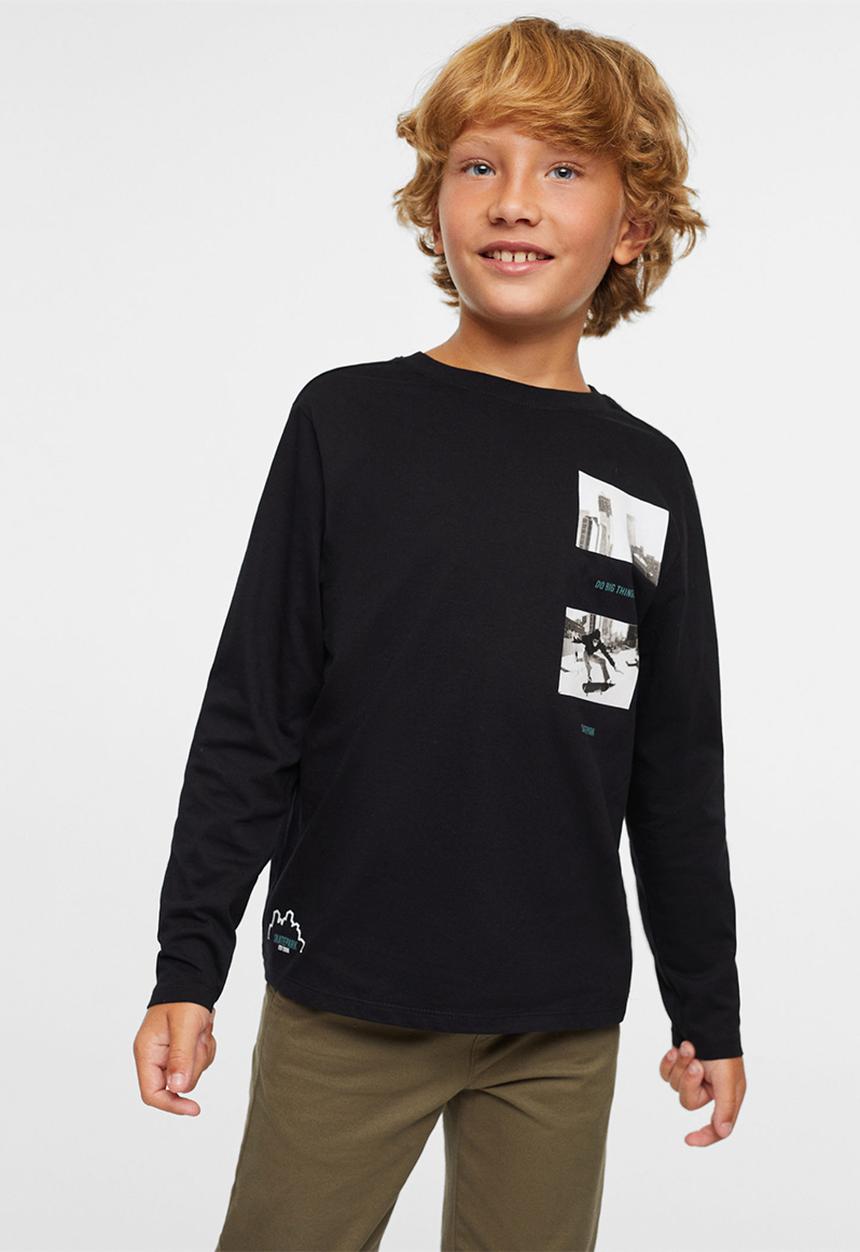 MANGO - T-shirt- urbanpic - black