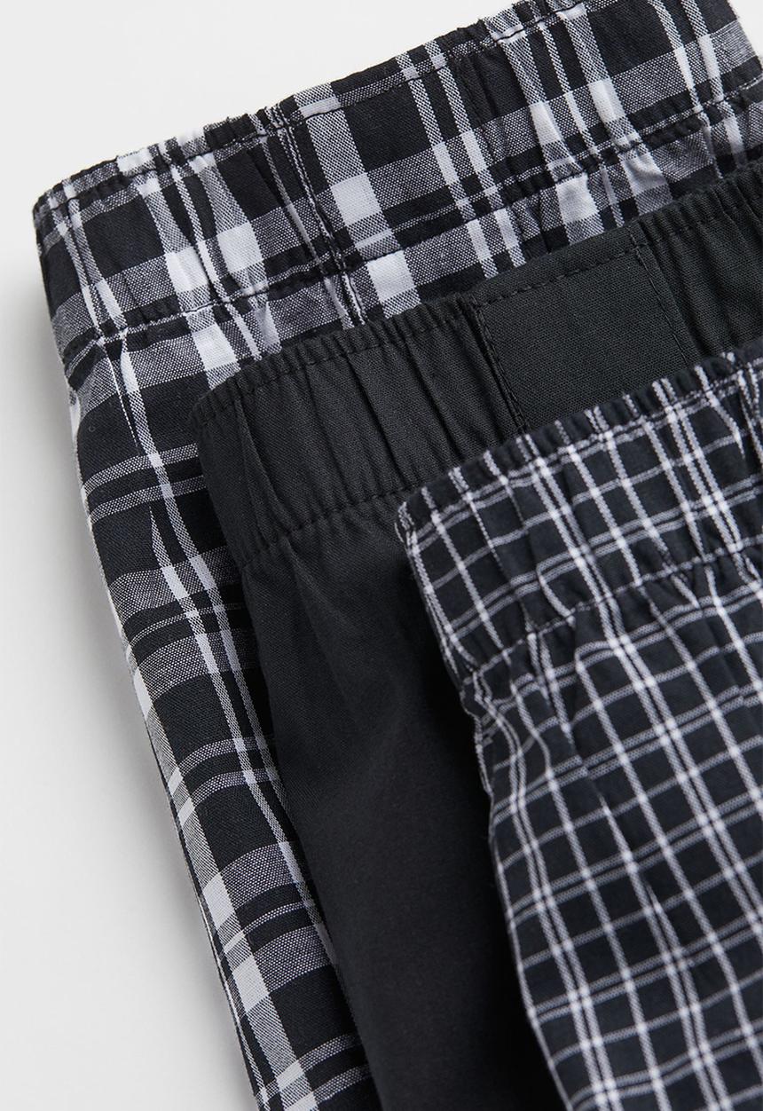 H&M - 5 Pack woven cotton boxer shorts - black & white checked