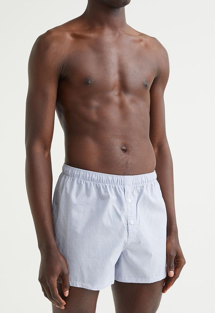 H&M - 5 Pack woven cotton boxer shorts - light blue & dark blue