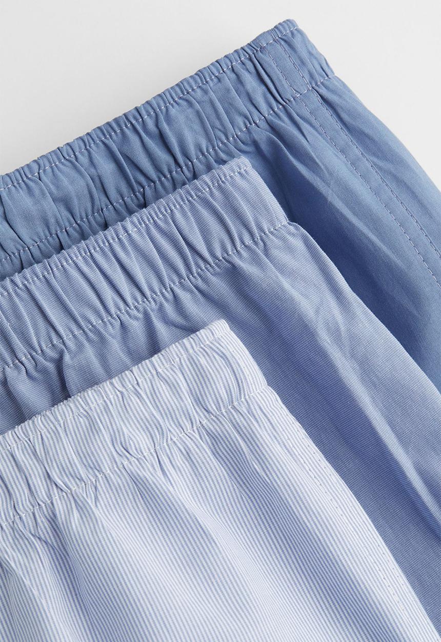 H&M - 5 Pack woven cotton boxer shorts - light blue & dark blue