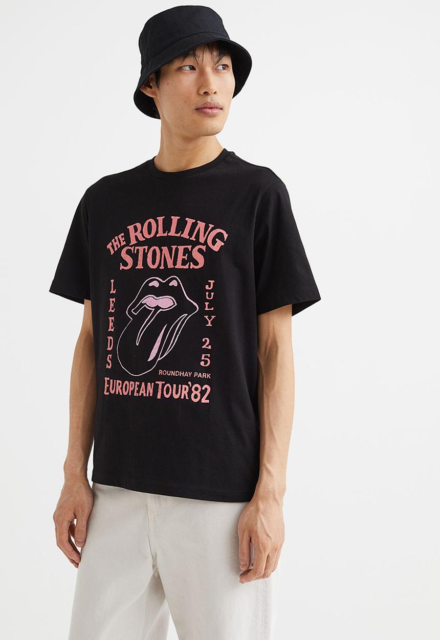H&M - Regular fit T-shirt - black/the rolling stones