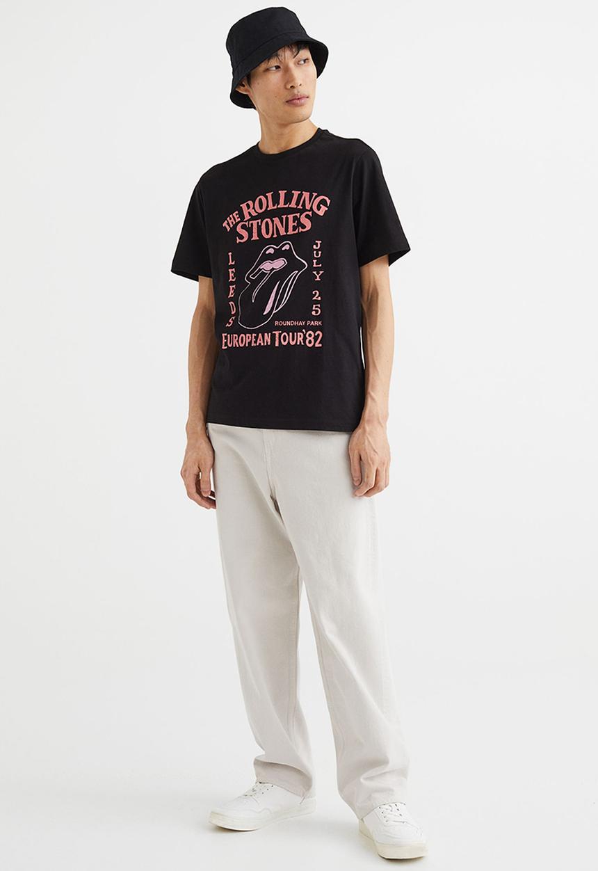 H&M - Regular fit T-shirt - black/the rolling stones