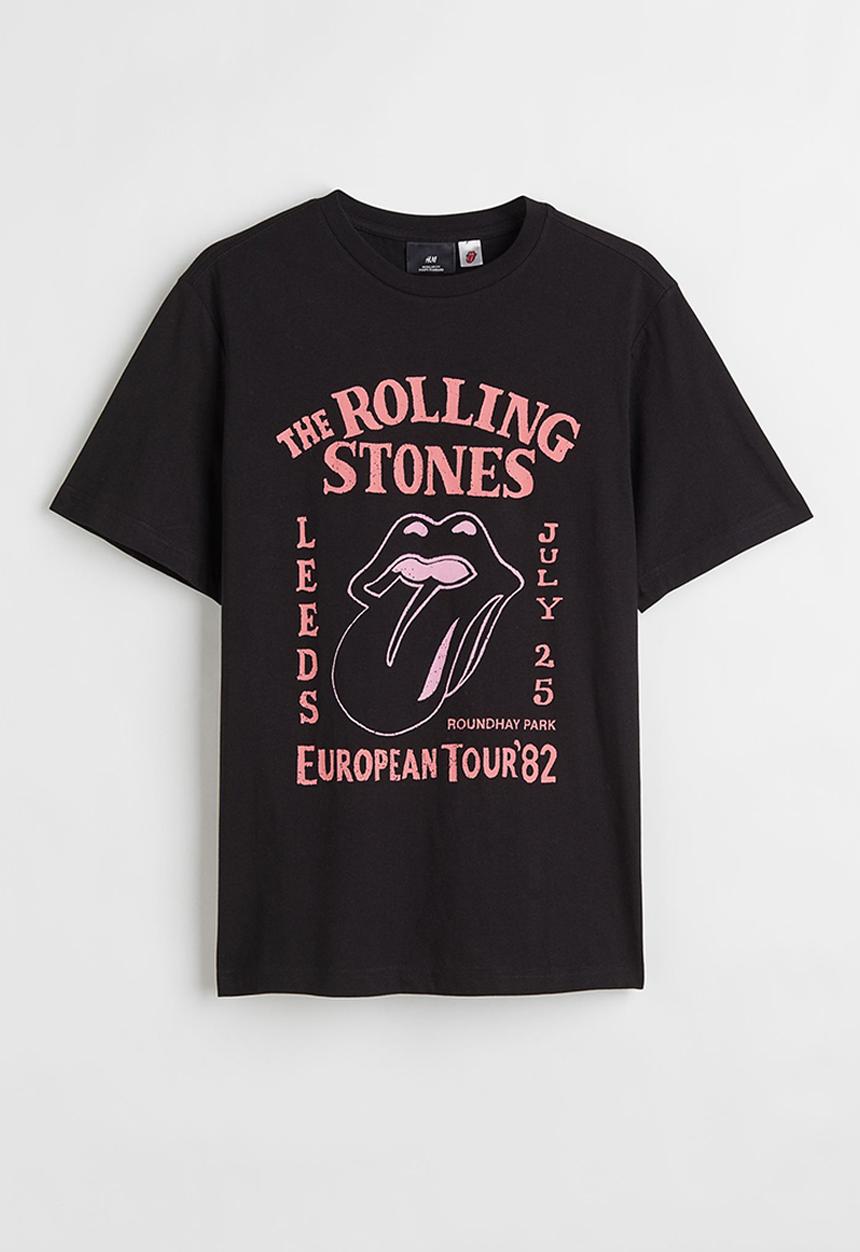 H&M - Regular fit T-shirt - black/the rolling stones