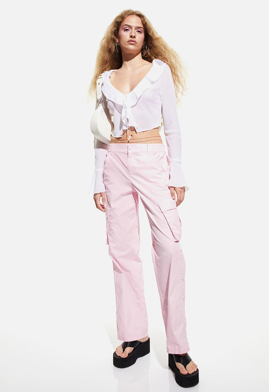 H&M - Flounce-trimmed chiffon blouse - white