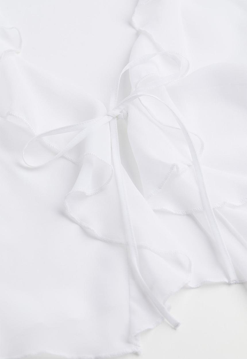 H&M - Flounce-trimmed chiffon blouse - white