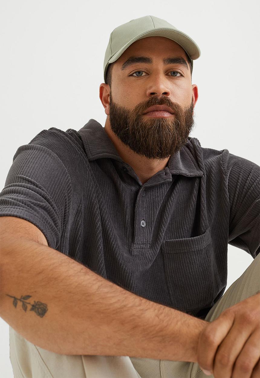 H&M - Relaxed fit velour polo shirt - dark grey