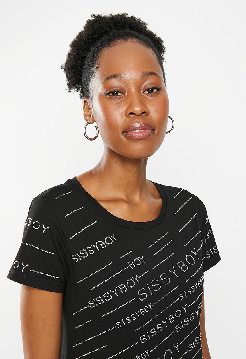 SISSY BOY - Mekar: regular fit top with short sleeves - black