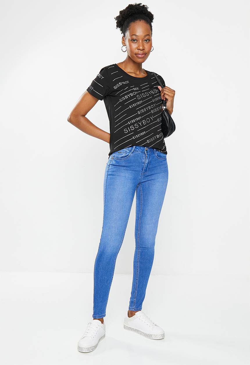 SISSY BOY - Mekar: regular fit top with short sleeves - black