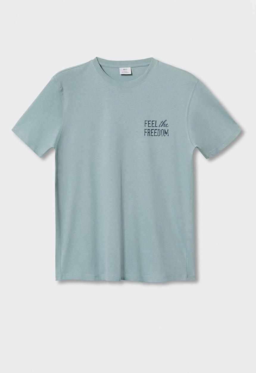 MANGO - T-shirt freedom - blue 
