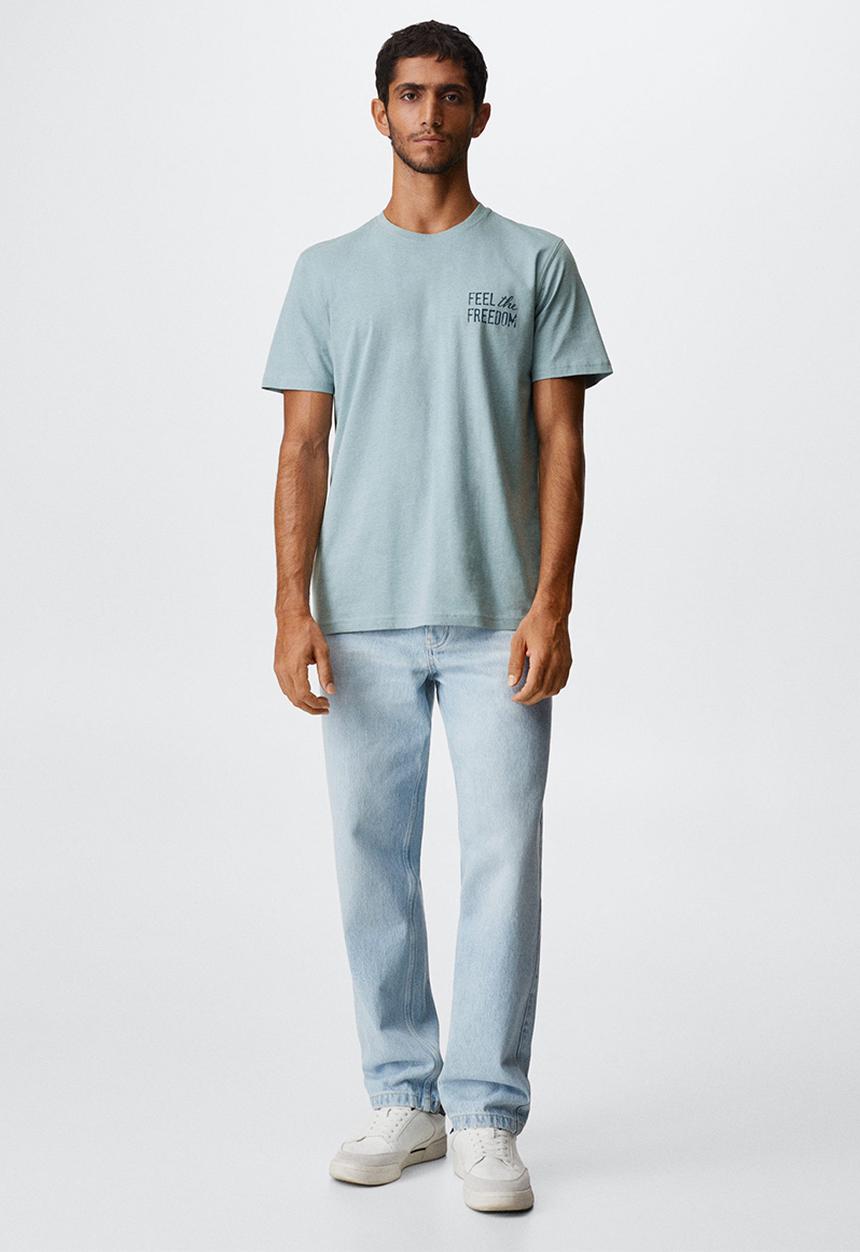 MANGO - T-shirt freedom - blue 