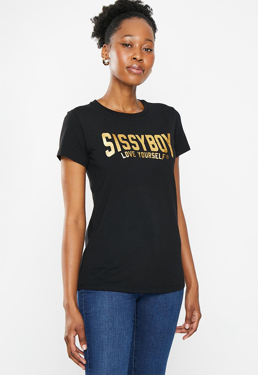 SISSY BOY - Ezra: regular fit top with short sleeves - black