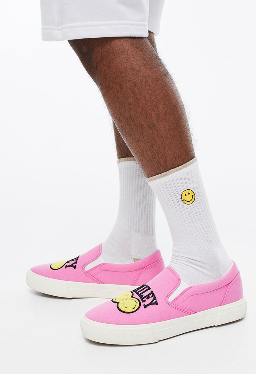 H&M - Embroidery-motif socks - white/smiley®