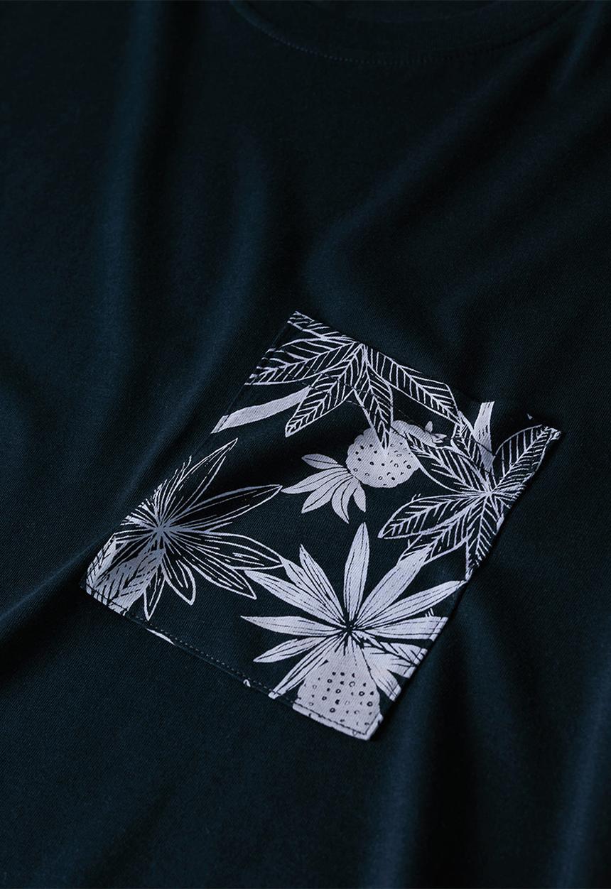 MANGO - T-shirt leafpo - navy 