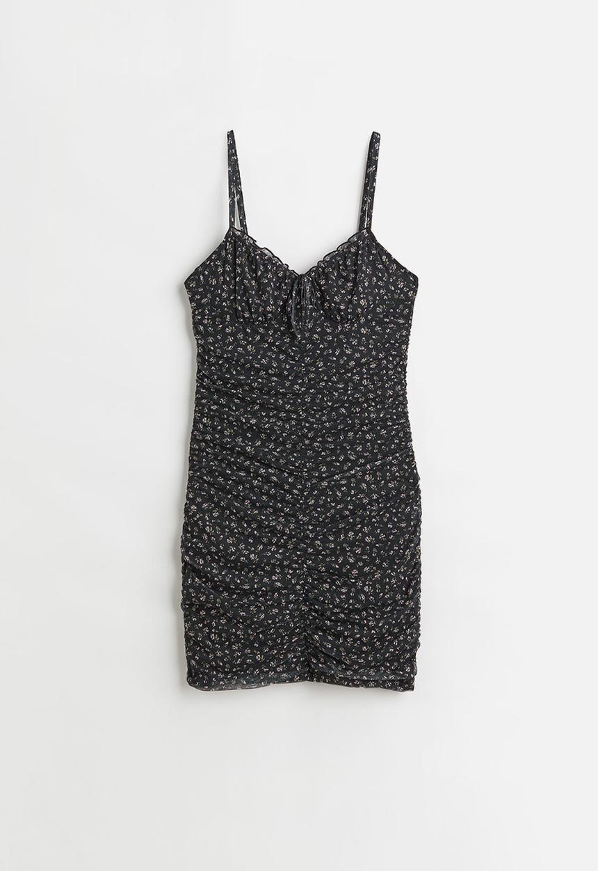 H&M - Draped dress - black/small flowers