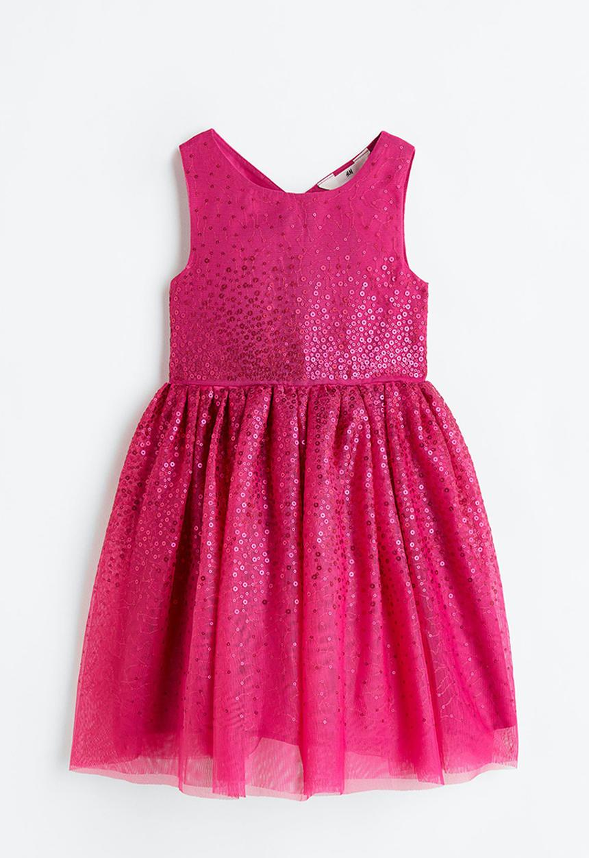 H&M - Sequined tulle dress - cerise