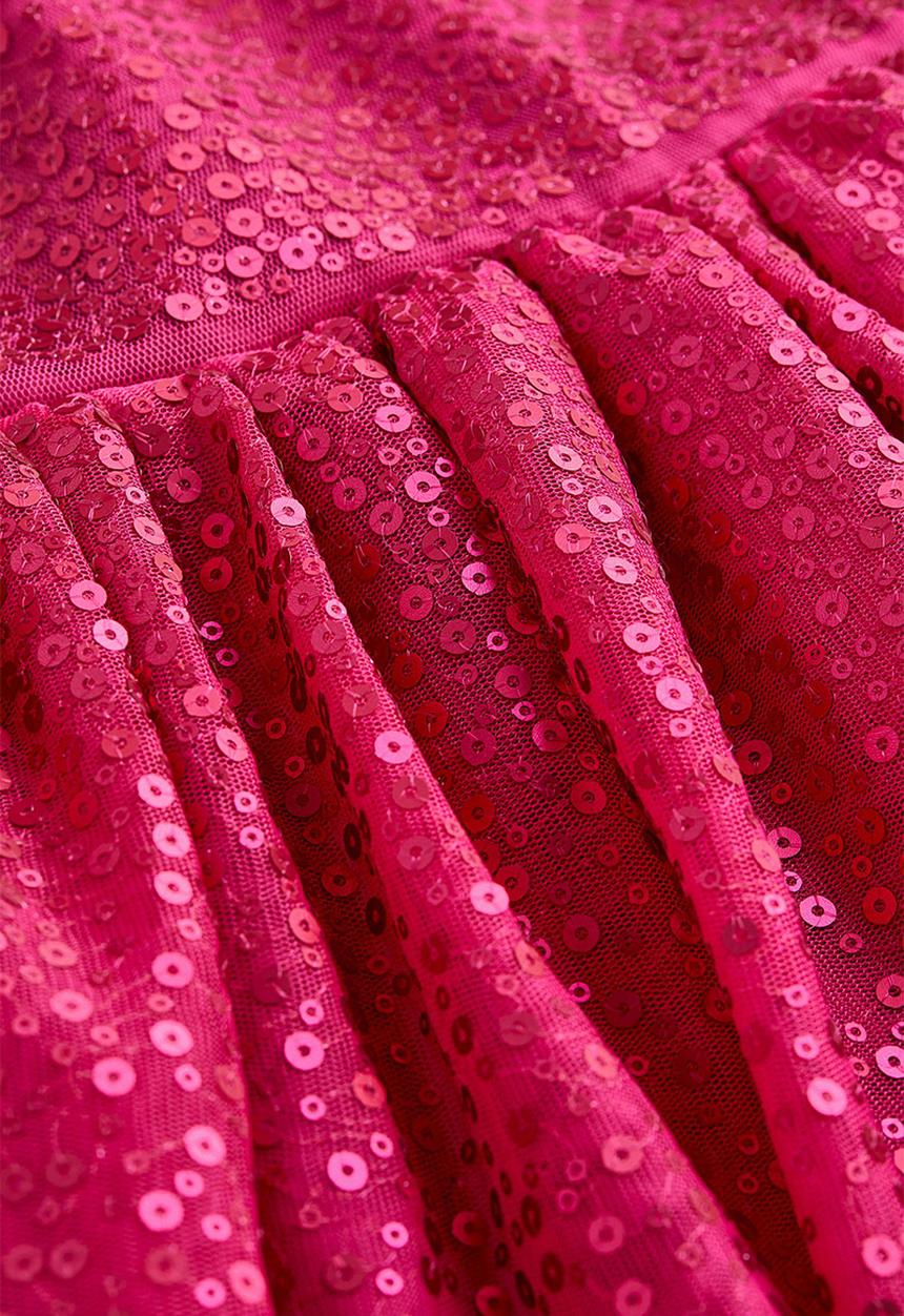 H&M - Sequined tulle dress - cerise
