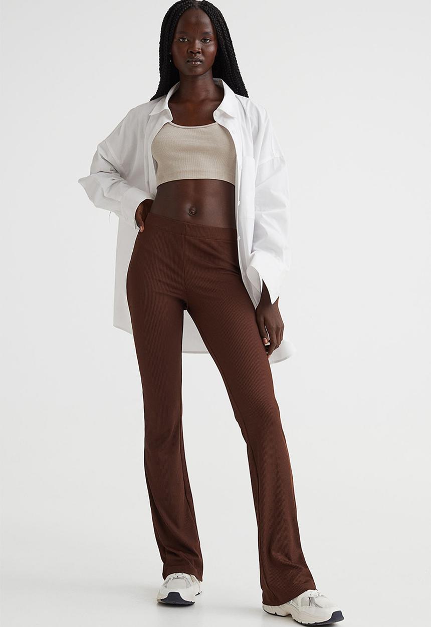 H&M - Ribbed jazz trousers - brown