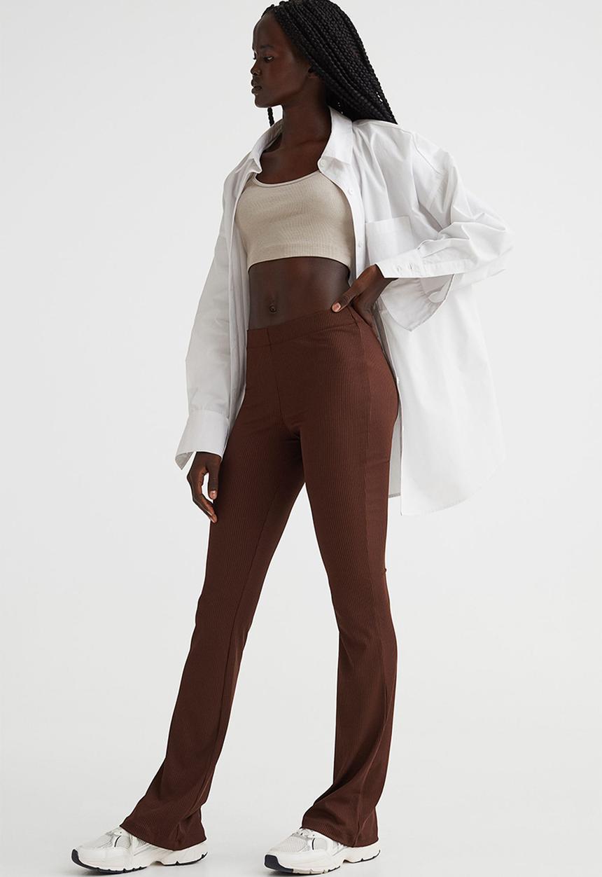H&M - Ribbed jazz trousers - brown