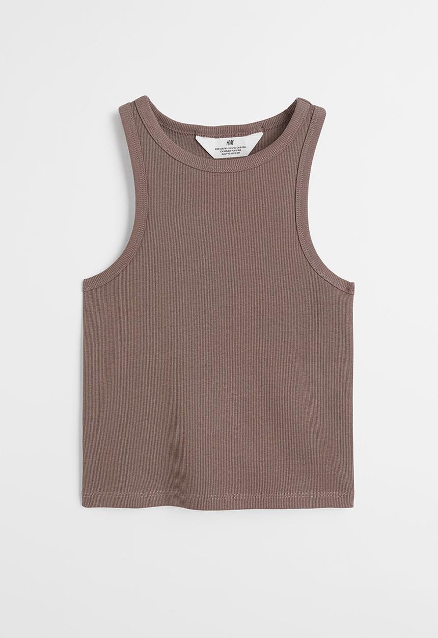 H&M - Ribbed cotton vest top - brown