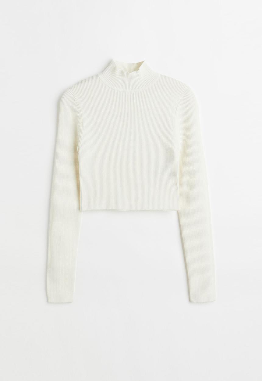 H&M - Ribbed turtleneck top - cream