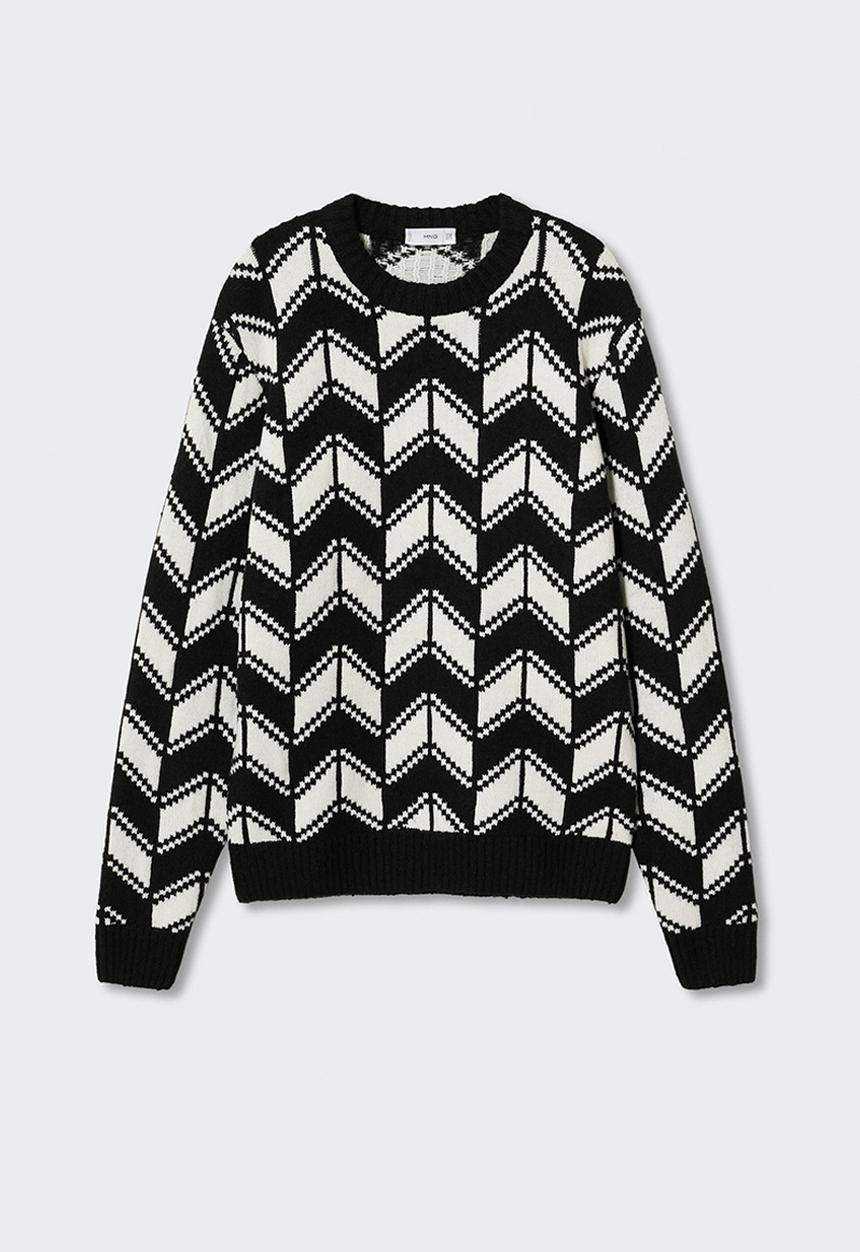 MANGO - Sweater omega - black/white