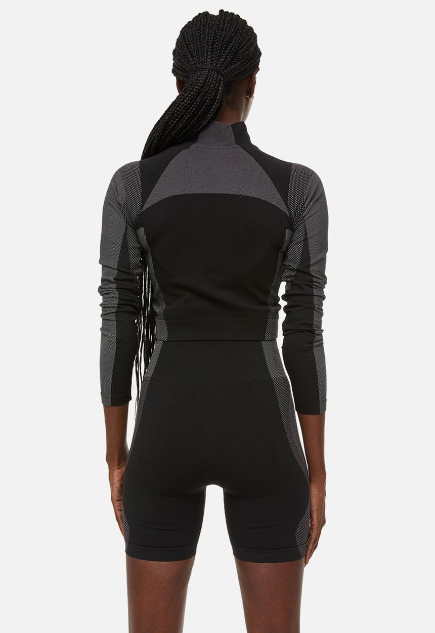 H&M - Seamless sports top in drymove™ - black & grey